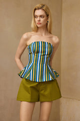 "Contrast Stripe Strapless Tube Top"