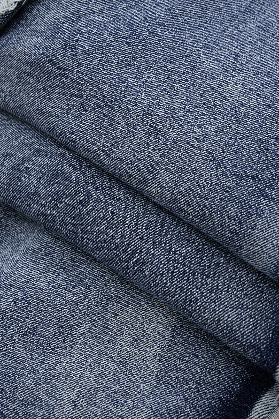 "Asymmetric Frayed Denim Mini Dress"