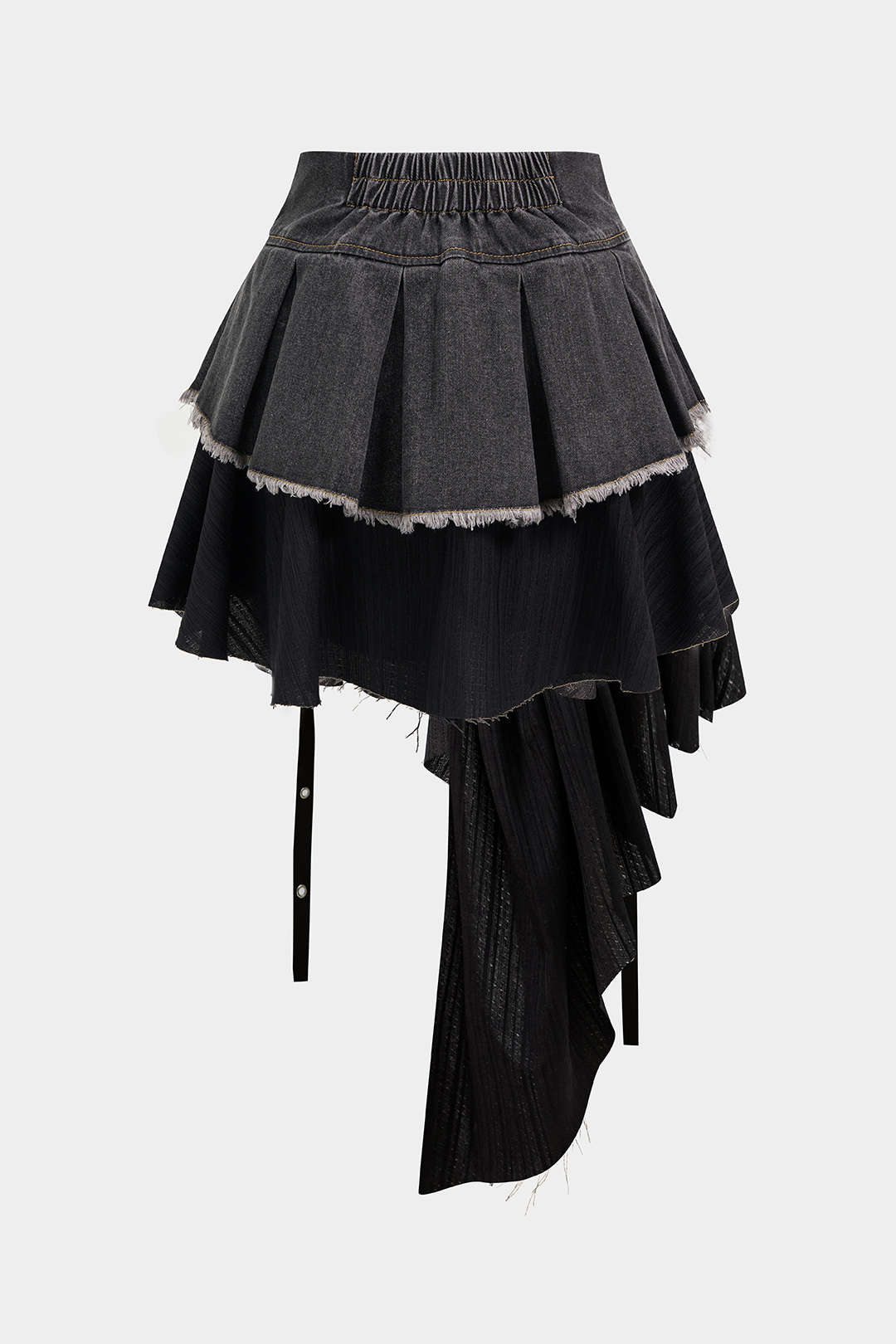 "Denim High Waist Patchwork Skirt"