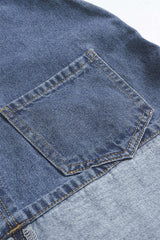 "Denim Backless Washed Zipper Halter Mini Dress"