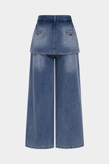 "Denim High Waist Wide Leg Jeans"