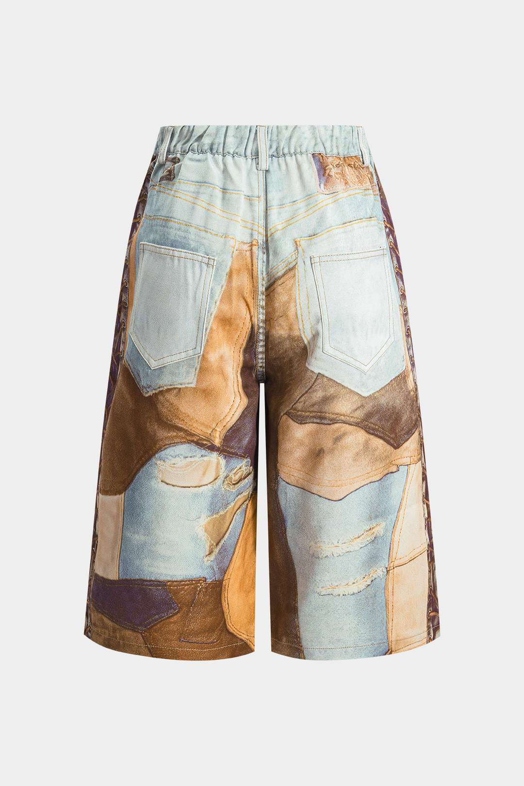 "Chain Print Wide Leg Shorts"