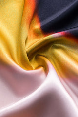 "Contrast Print Satin Zipper Skirt"