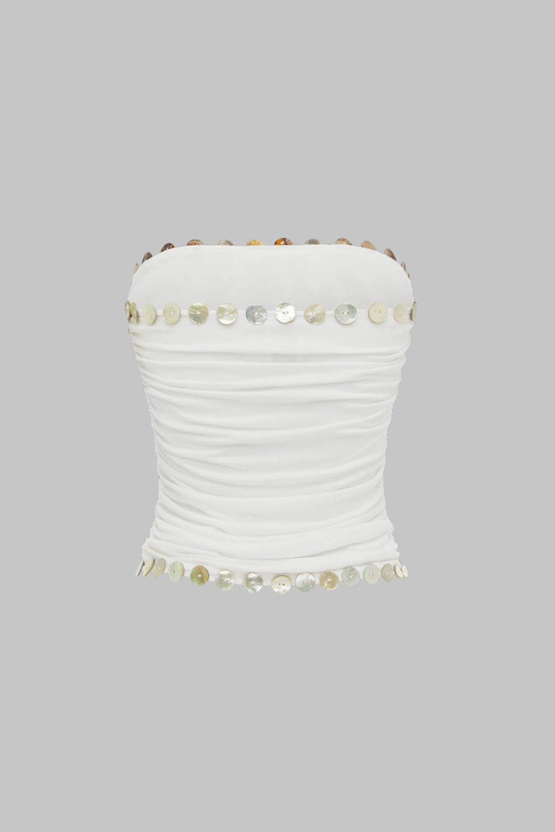 "Button Ruched Tube Top"