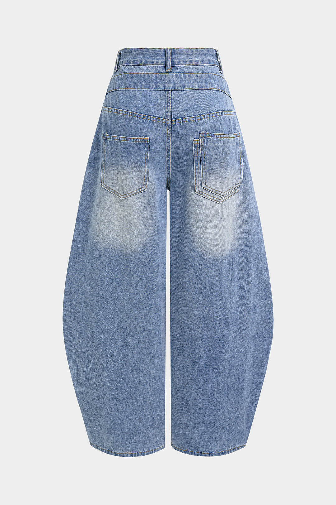 "Denim Double Waistband High Waist Wide Leg Jeans"
