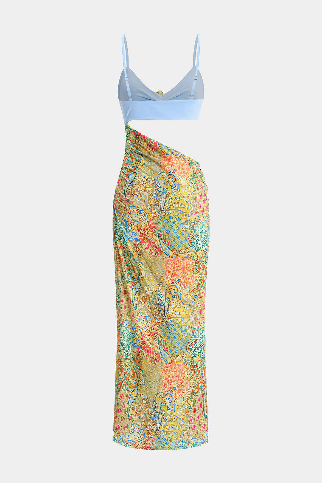 "Abstract Contrast Pattern Cut Out Slip Sleeveless Maxi Dress"