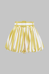 "Contrast Stripe Print Ruched Shorts"