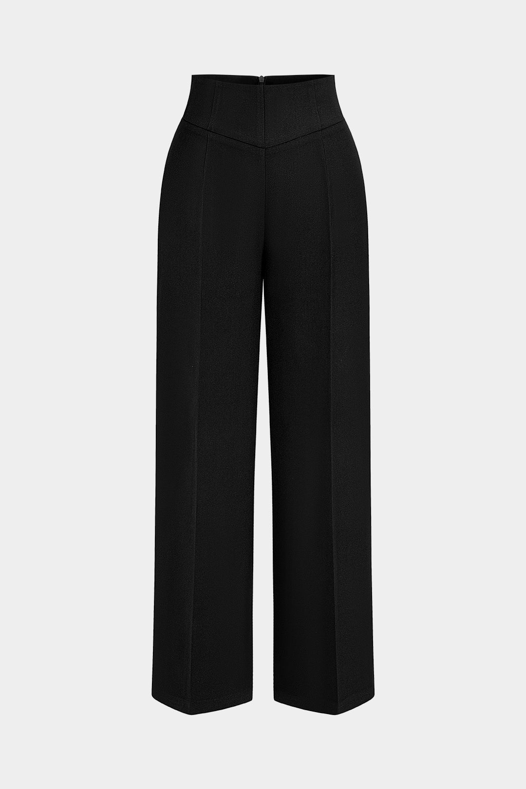 "Basic High-Waisted Wide Leg Trousers"