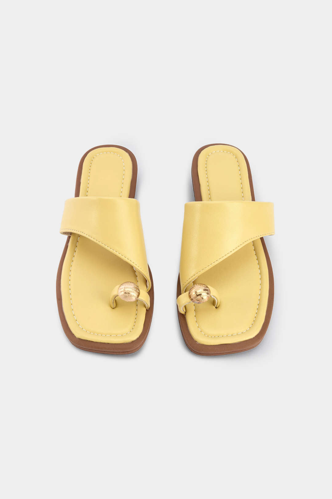 "Contrast Open Toe Flats"
