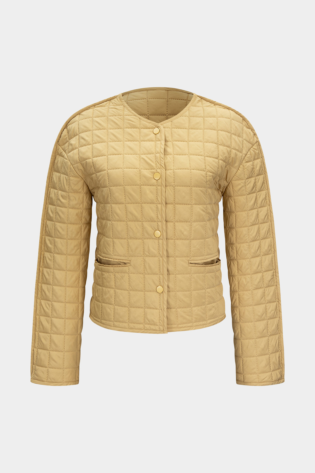 "Button Plaid Puffer"