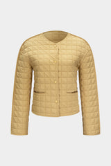 "Button Plaid Puffer"