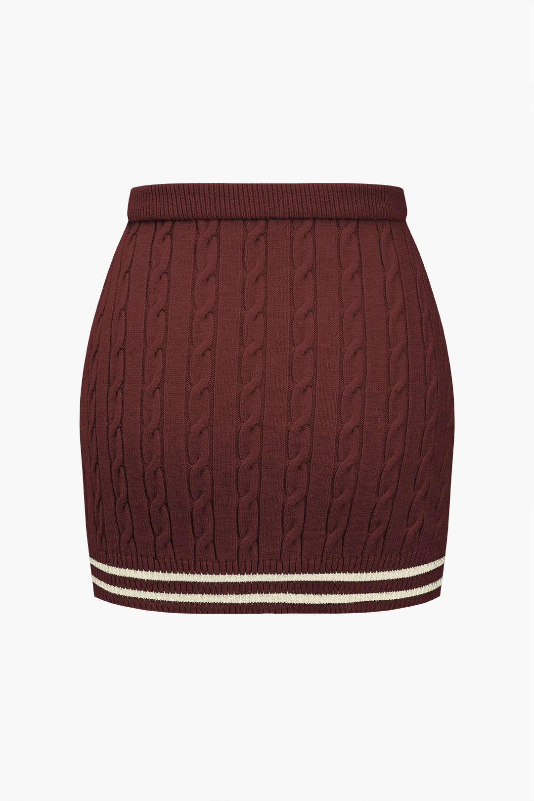 "Color Block Print Knit Button Skirt"