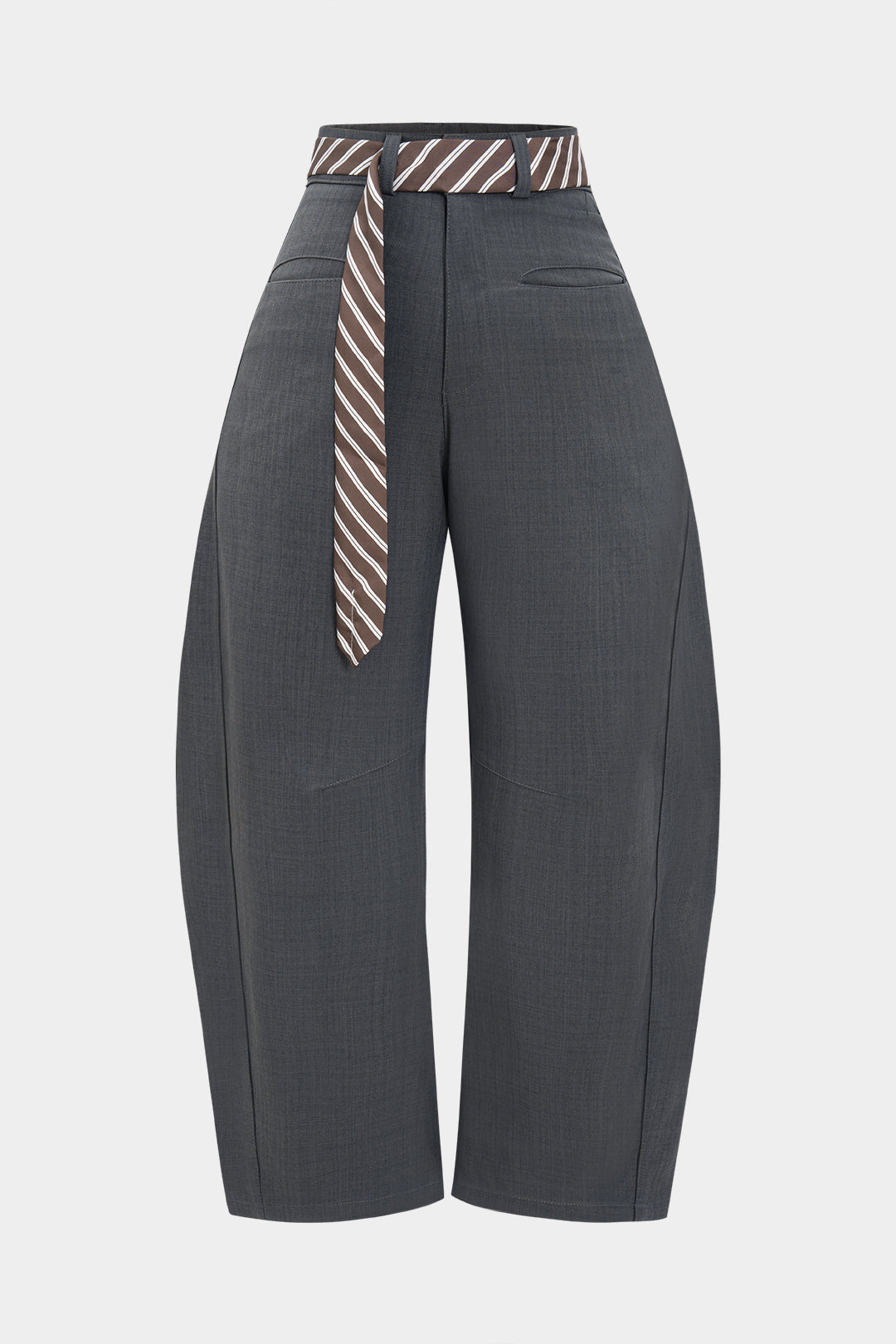 "Belted Barrel Trousers"