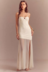 "Cut Out Backless High Slit Slip Sleeveless Maxi Dress"
