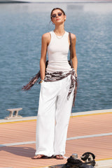 "Contrast Ruched Tie-Up Knotted Pants"