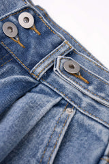 "Denim High Waist Frayed Wide Leg Shorts"