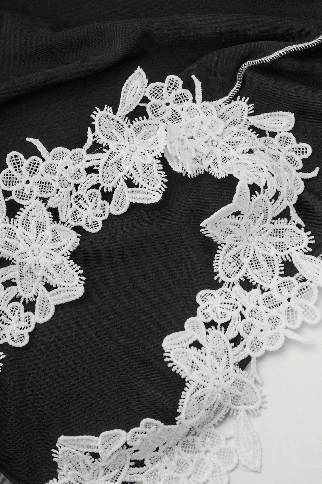 "Asymmetric Lace Panel Midi Dress"