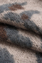 "Contrast Abstract Print Knit Long-Sleeve Top With Shawl"