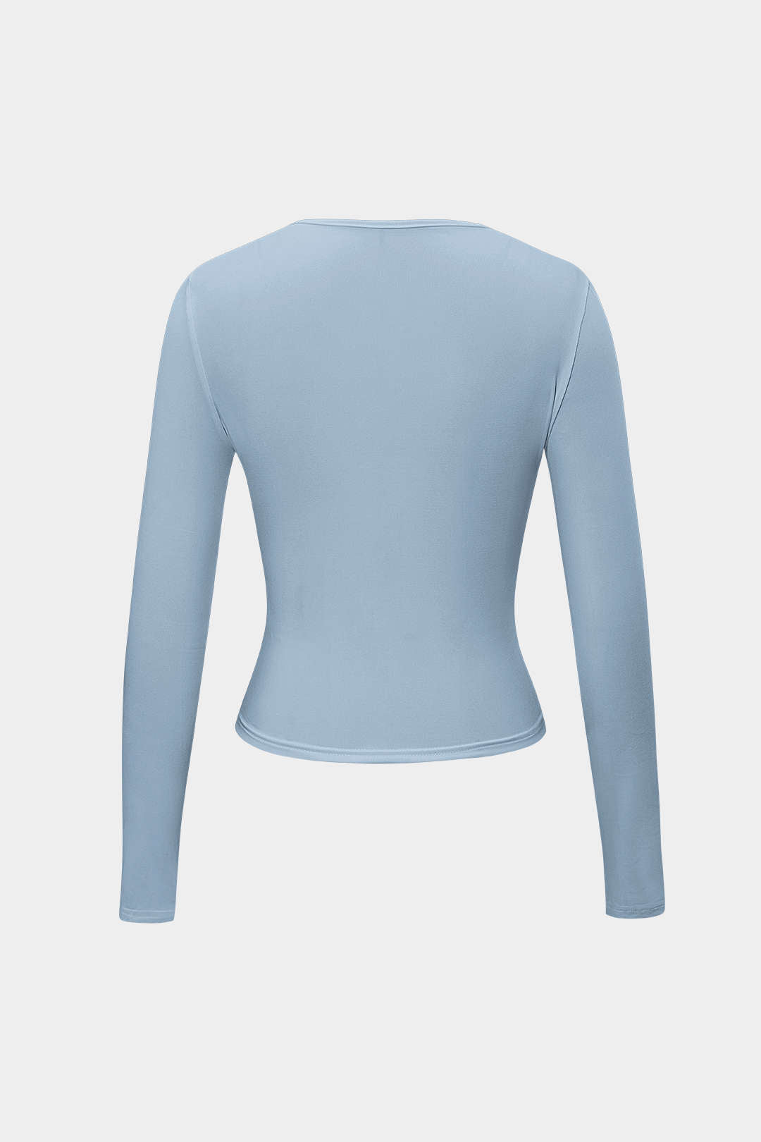 "Basic Solid Round Neck Long Sleeve Top"