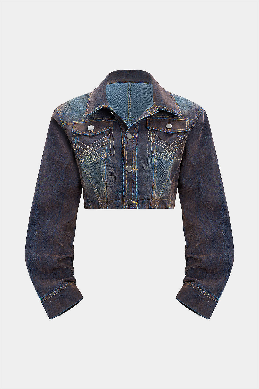 "Denim Button Shoulder Pads Outerwear"