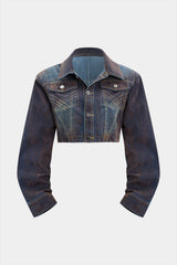 "Denim Button Shoulder Pads Outerwear"
