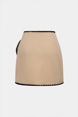 "Contrast Binding Asymmetrical Knotted Skirt"