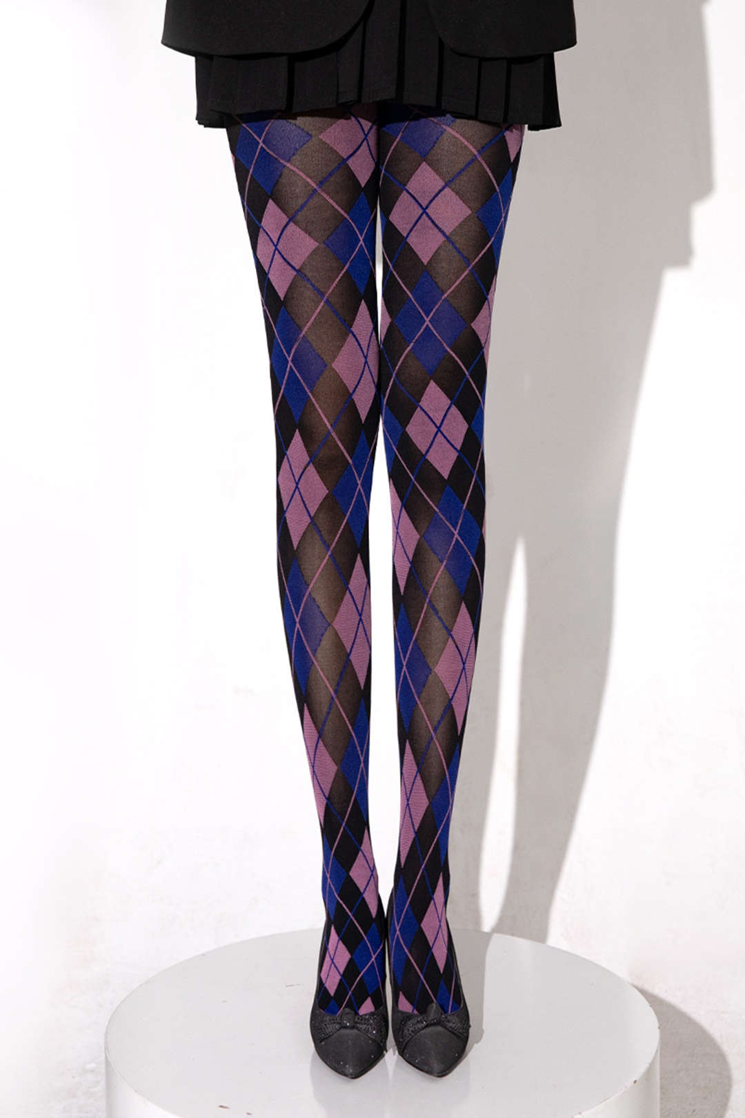 "Contrast Argyle Print Tights"