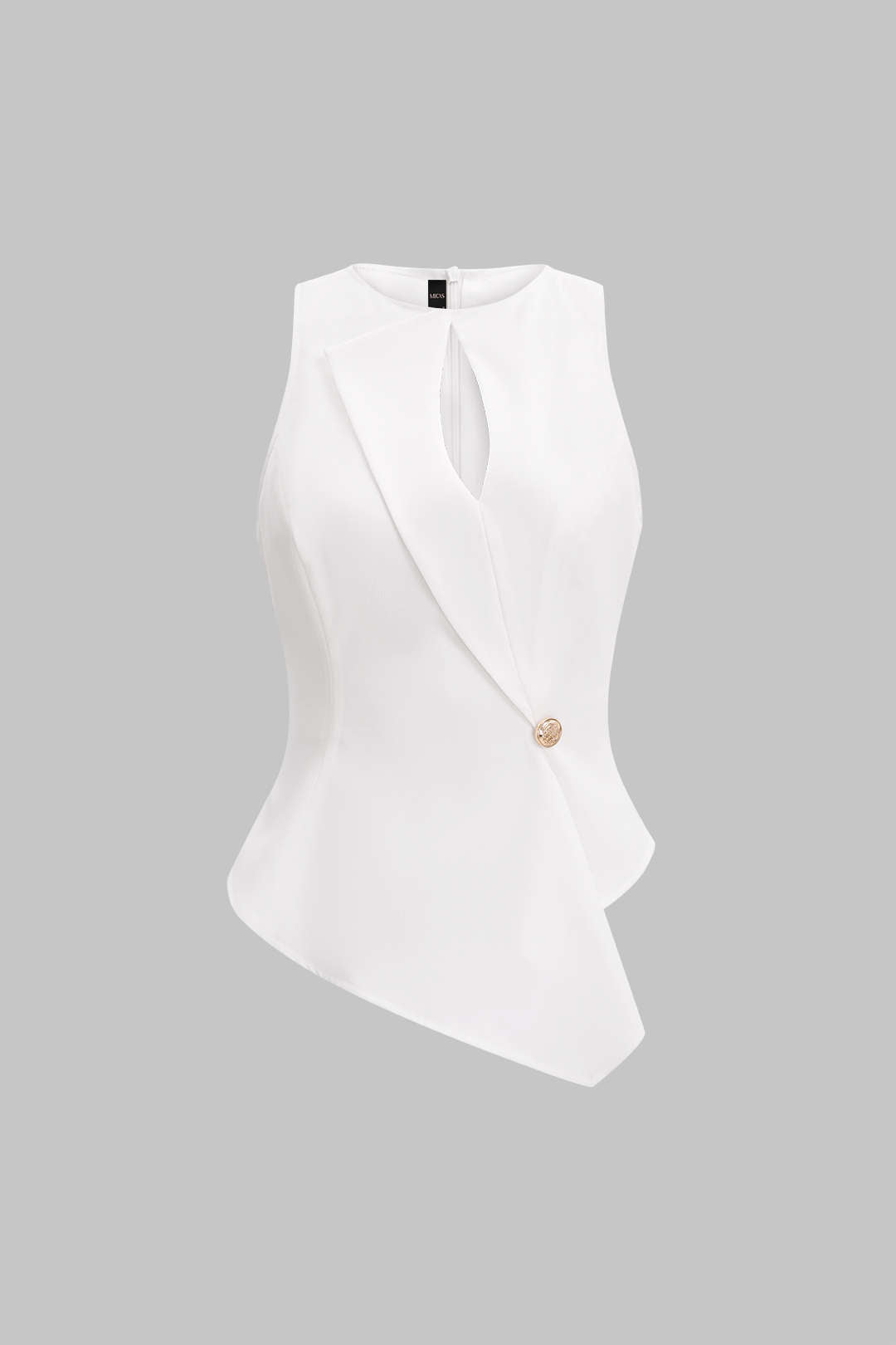 "Cut Out Asymmetrical Button Tank Top"