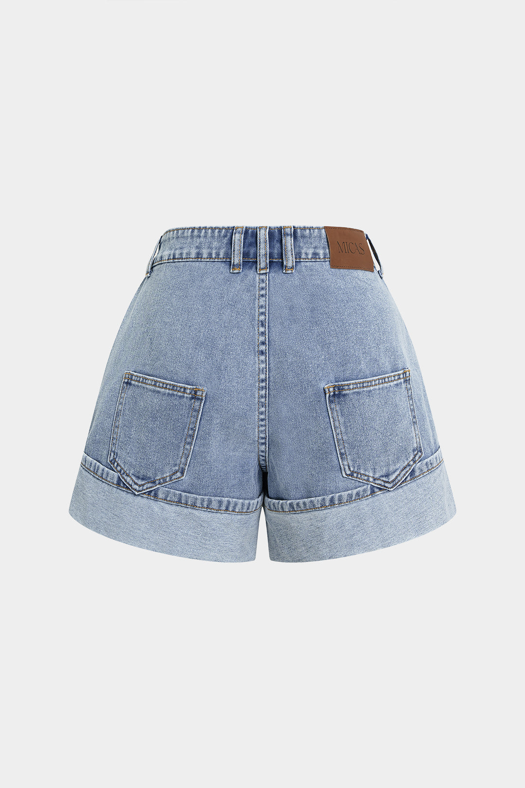 "Denim Asymmetrical Pocket Shorts"