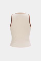 "Contrast Metallic Decor Sleeveless Tank Top"