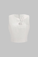 "Cut Out Asymmetrical Zipper Tank Top"