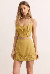 "3D Floral Cami Top And Skirt Set"