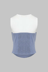 "Contrast Stripes Print Asymmetrical Knotted Tank Top"