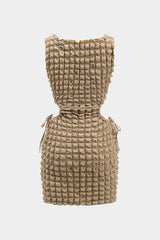 "Cut Out Waist Drawstring Sleeveless Mini Dress"