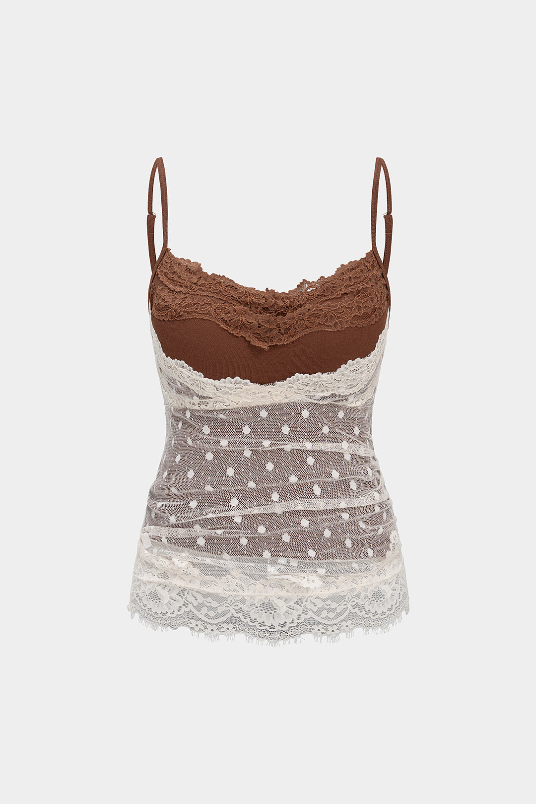 "Contrast Polka Dots Lace Cami Top"