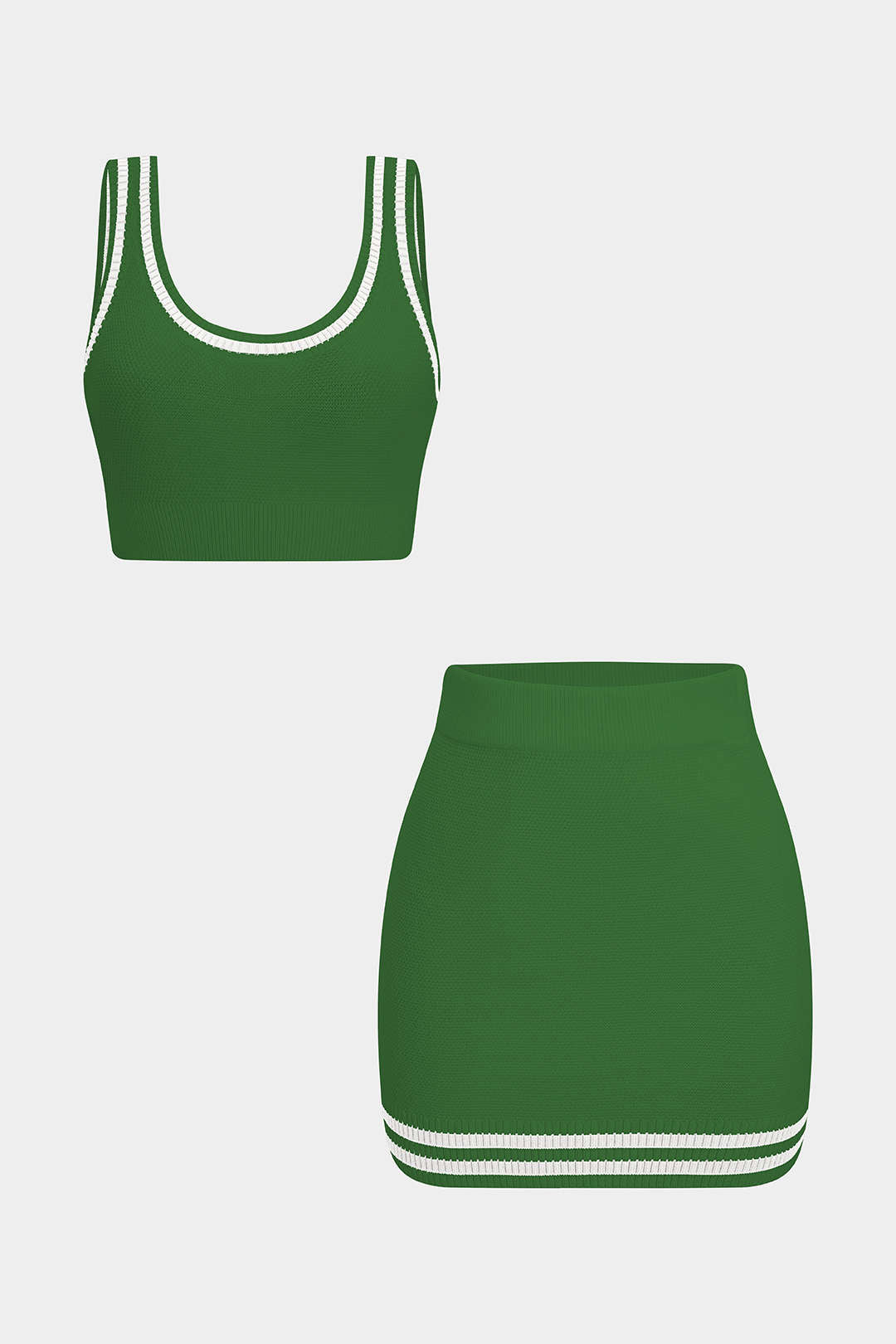 "Contrast Knit Cami Top And Skirt Set"