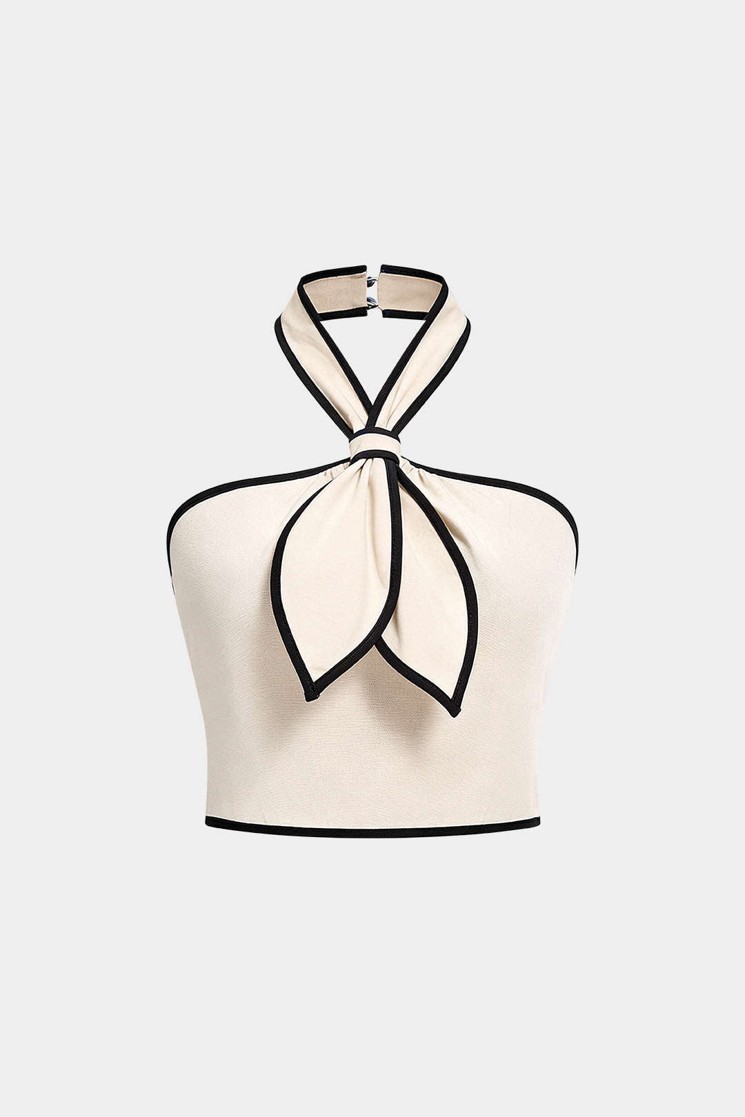 "Contrast Binding Linen Halter Neck Top"