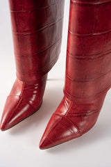 "Crocodile Print Mid Calf Boots"