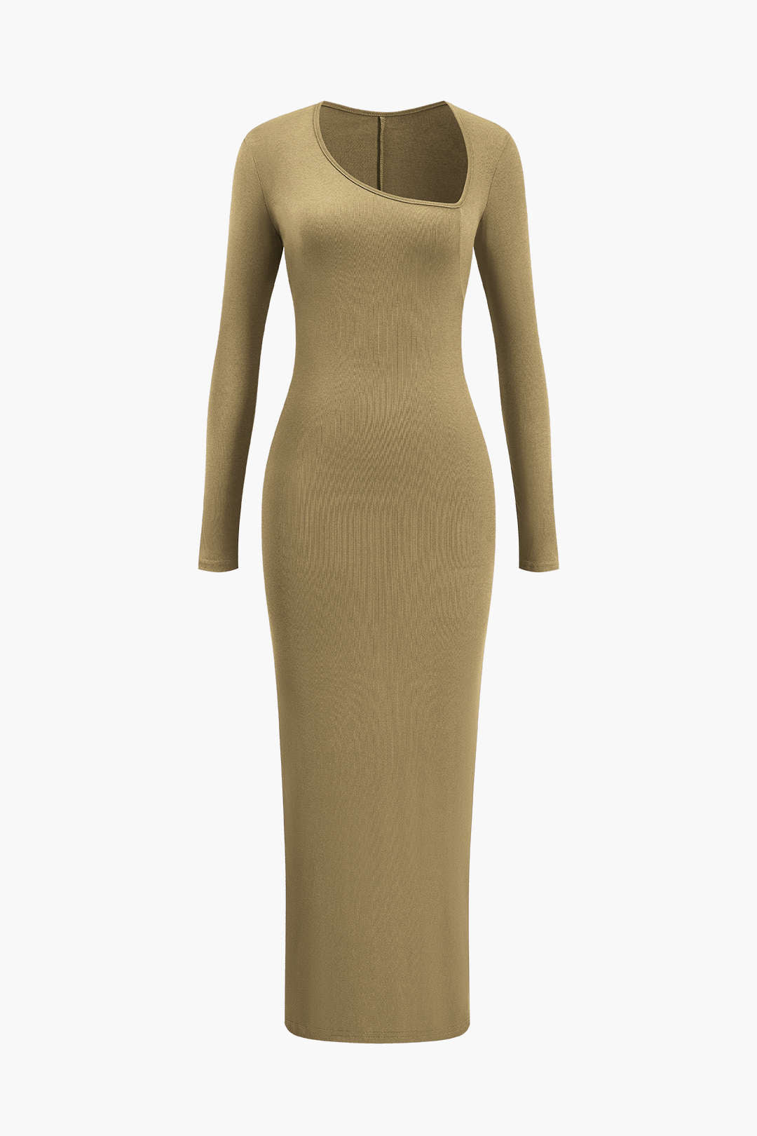 "Asymmetrical Neck Slit Maxi Dress"