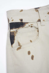"Denim Cow Print High Waist Shorts"