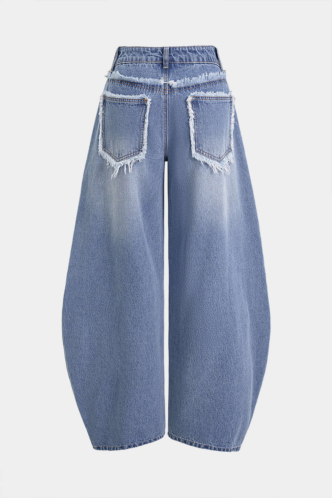 "Denim Frayed Wide Leg Jeans"