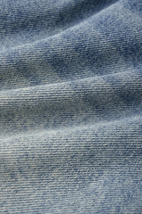 "Denim Braided Belted High Waist A-Line Skirt"