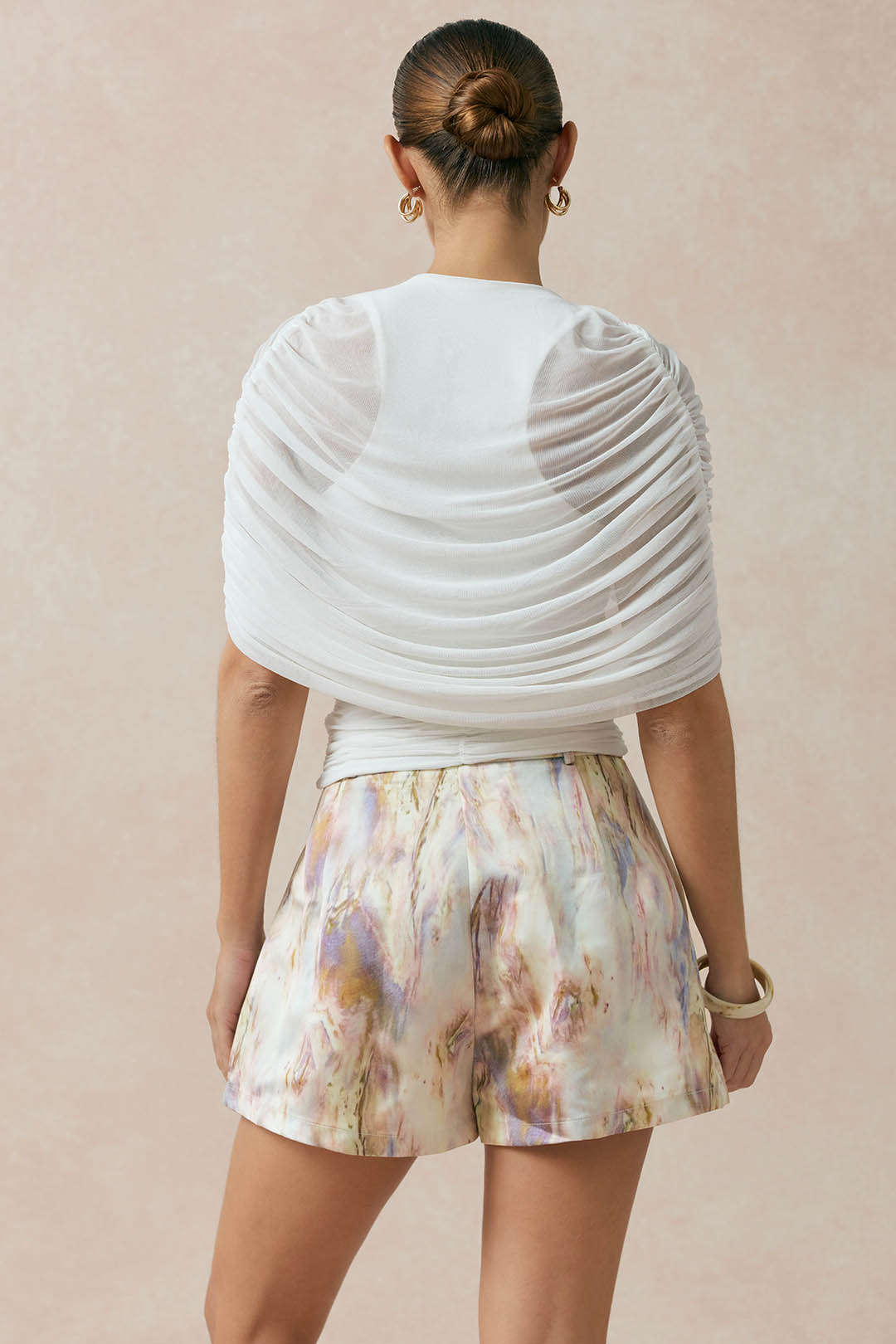"Abstract Print Wide Leg Shorts"