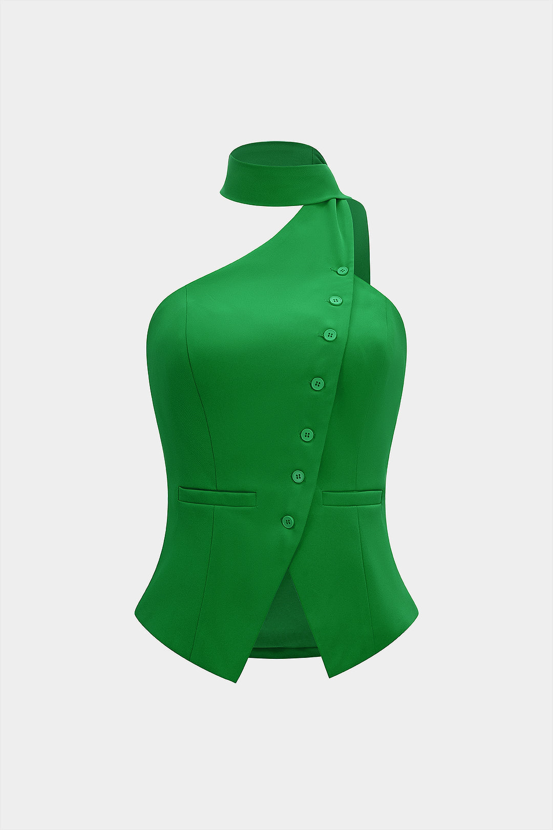 "Button Halter Neck Backless Tank Top"