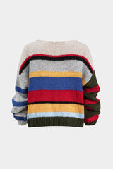 "Basic Knit Color Block Long-Sleeve Top"