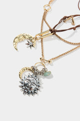 "Alloy Multi-Layer Sun Moon Necklace"