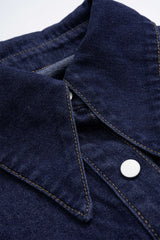 "Denim Bow Ruched Outerwear"