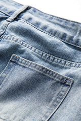 "Denim Bow Patchwork Tie-Up Skirt"