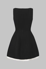 "Contrast Binding Button Detail Sleeveless Mini Dress"
