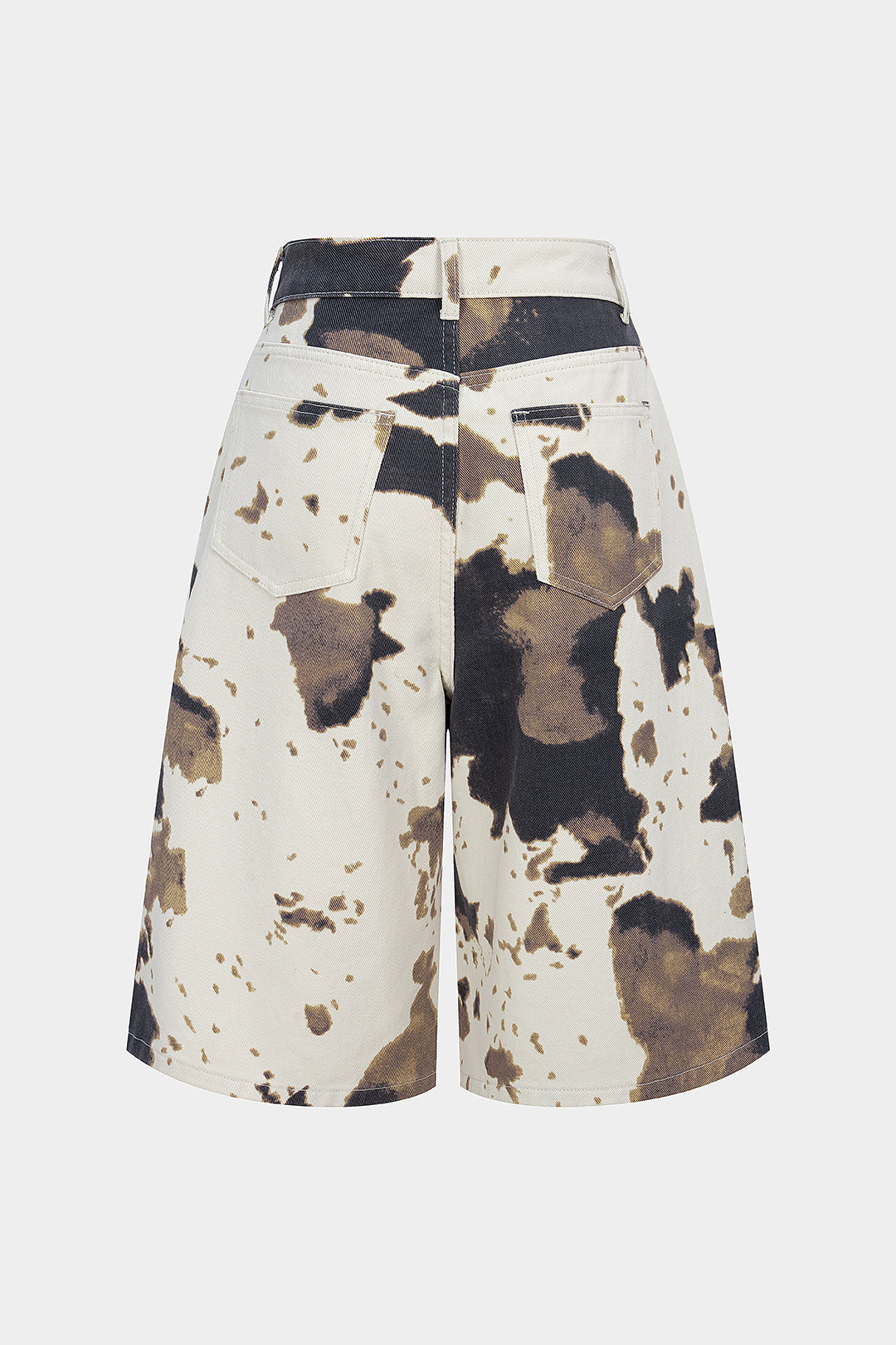 "Denim Cow Print High Waist Shorts"